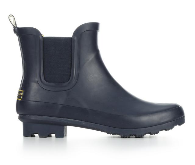 Women's London Fog Wembley Chelsea Rain Boots in Navy/Yellow color