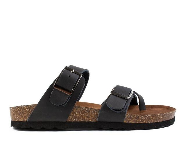 Women's White Mountain Gracie Footbed Sandals in Black/Lea color