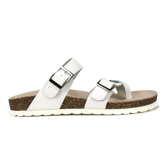 Women's White Mountain Gracie Footbed Sandals in White/Lea color