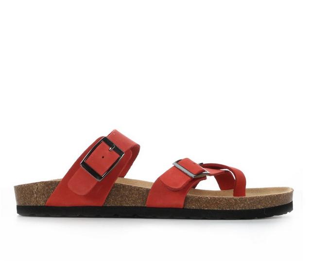 Women's White Mountain Gracie Footbed Sandals in Red color