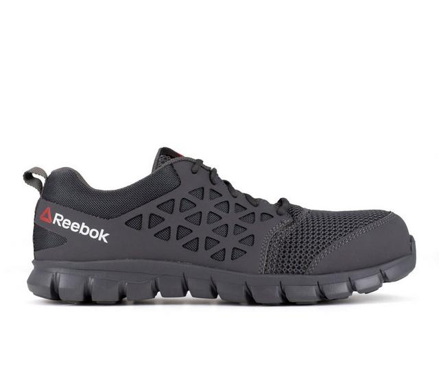Men's REEBOK WORK Sublite Cushion Slip-Resistant Work Shoes in Grey color