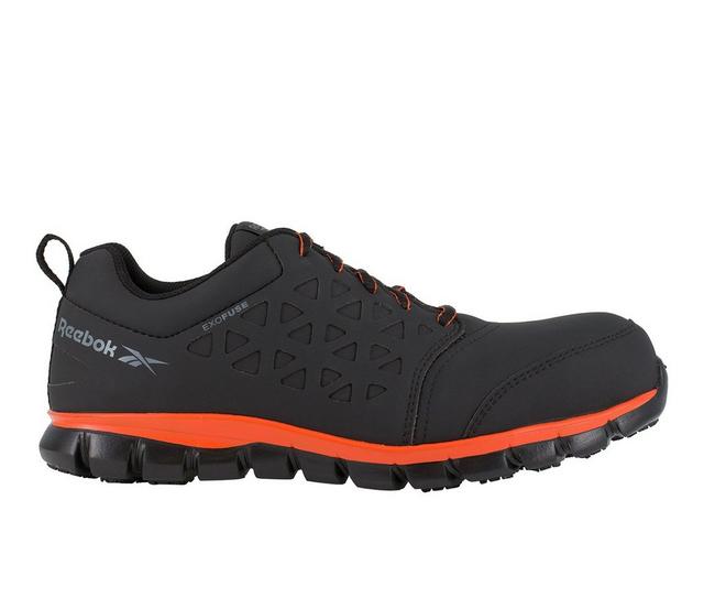 Men's REEBOK WORK Sublite Cushion Slip-Resistant Work Shoes in Black/Orange color