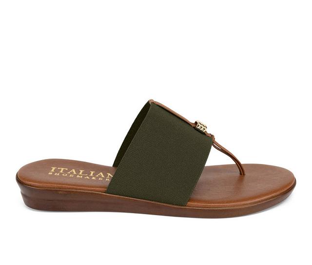 Women's Italian Shoemakers Afia Flip-Flops in Olive color