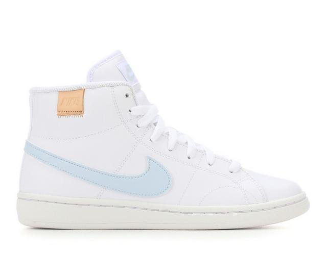 Women's Nike Court Royale 2 Mid Sneakers in White/Blue Tint color