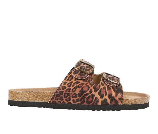 Women's Northside Mariani Footbed Sandals in Brown Leopard color