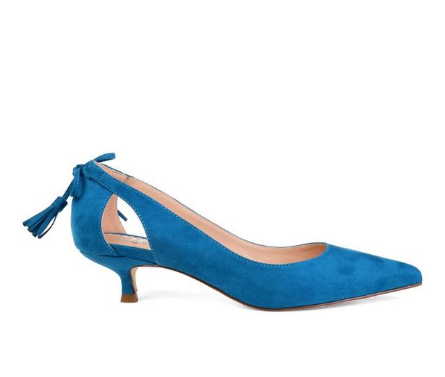 Women's Journee Collection Bindi Kitten Heel Pumps in Teal color