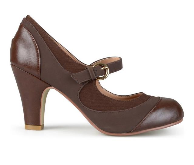 Women's Journee Collection Siri Mary Jane Pumps in Brown color