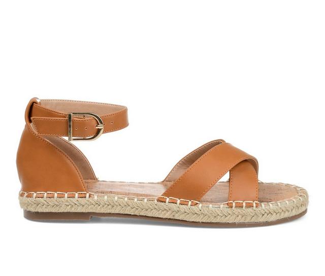 Women's Journee Collection Lyddia Flatform Sandals in Cognac color