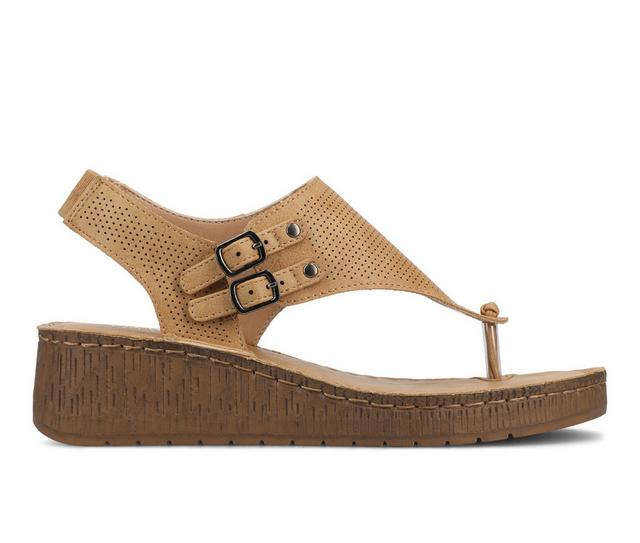Women's Journee Collection McKell Wedge Sandals in Tan color