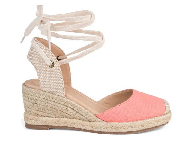 Women's Journee Collection Monte Espadrille Wedges in Coral color