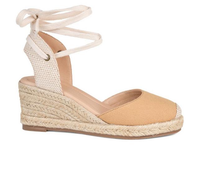 Women's Journee Collection Monte Espadrille Wedges in Tan color