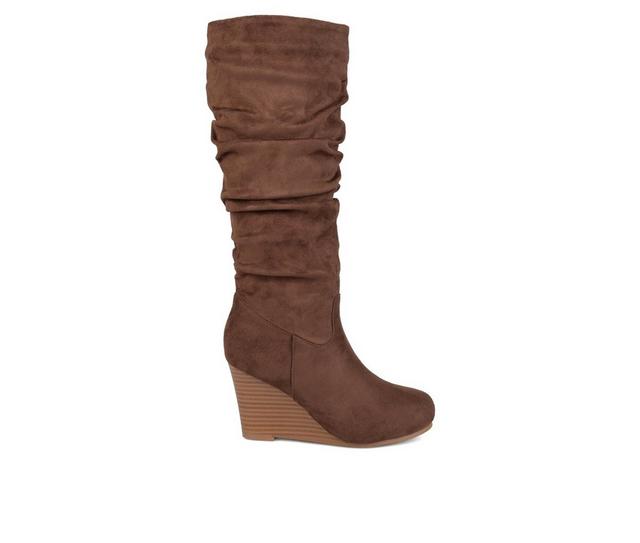 Women's Journee Collection Haze Wedge Knee High Boots in Brown color