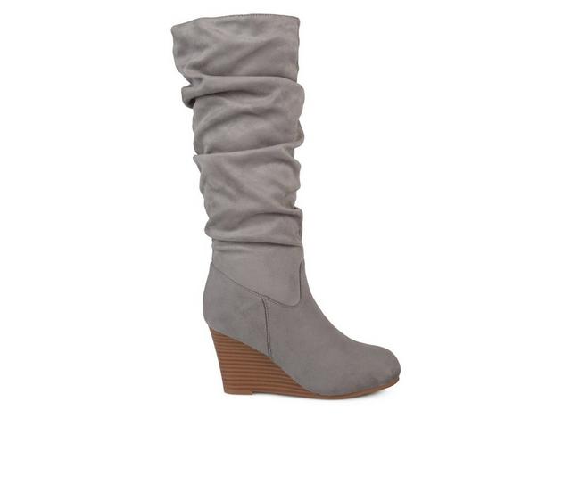 Women's Journee Collection Haze Wedge Knee High Boots in Grey color