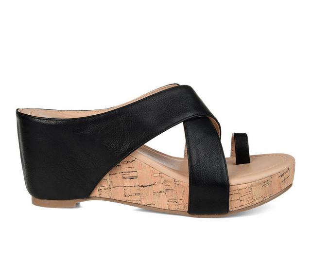 Women's Journee Collection Rayna Wedge Sandals in Black color