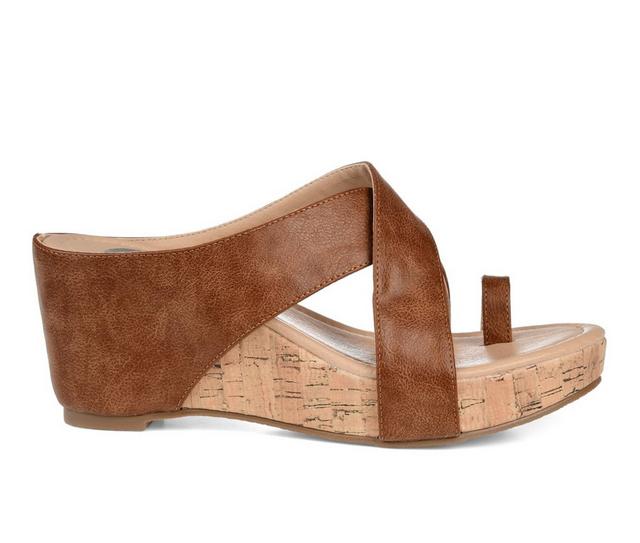 Women's Journee Collection Rayna Wedge Sandals in Brown color