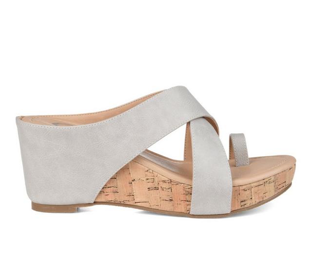 Women's Journee Collection Rayna Wedge Sandals in Stone color