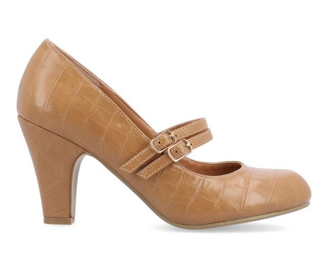 Women's Journee Collection Windy Mary Jane Pumps in Tan color