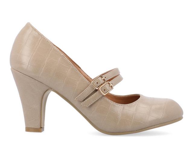 Women's Journee Collection Windy Mary Jane Pumps in Taupe color