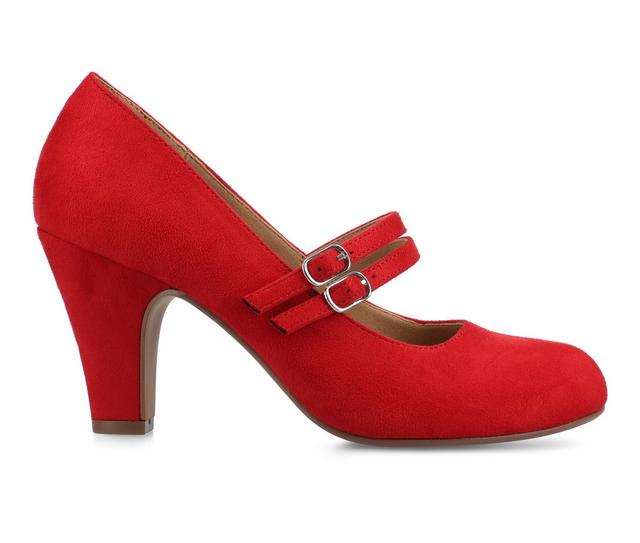 Women's Journee Collection Windy Mary Jane Pumps in Red Suede color