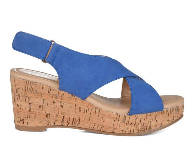 Women's Journee Collection Jenice Wedges in Blue color