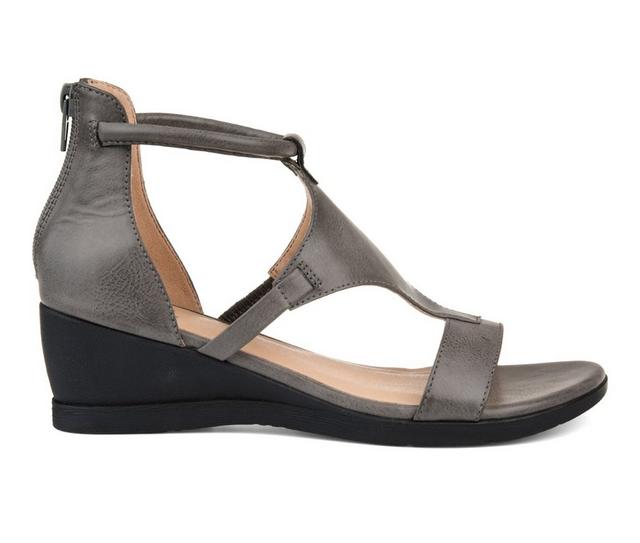 Women's Journee Collection Trayle Wedges in Grey color