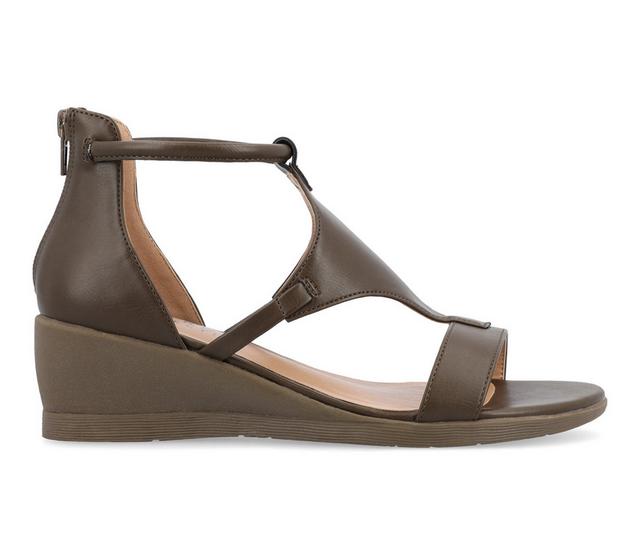 Women's Journee Collection Trayle Wedges in Olive color