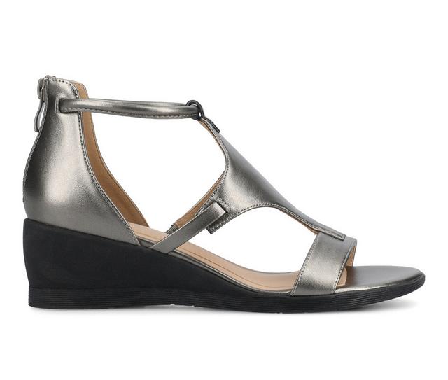 Women's Journee Collection Trayle Wedges in Pewter color