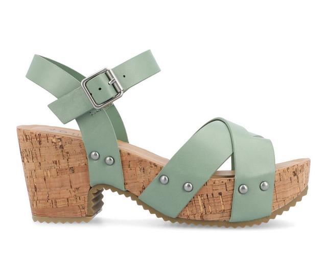Women's Journee Collection Valentina Platform Dress Sandals in Green color