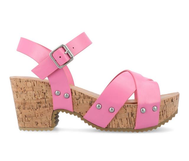 Women's Journee Collection Valentina Platform Dress Sandals in Pink color
