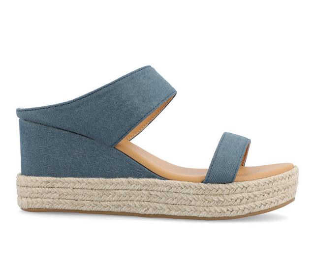 Women's Journee Collection Alissa Espadrille Wedges in Denim color