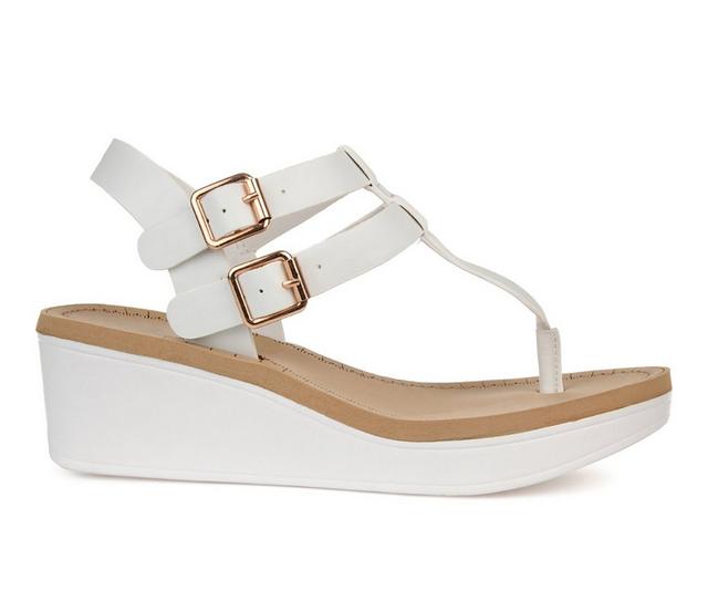 Women's Journee Collection Bianca Wedge Sandals in White color