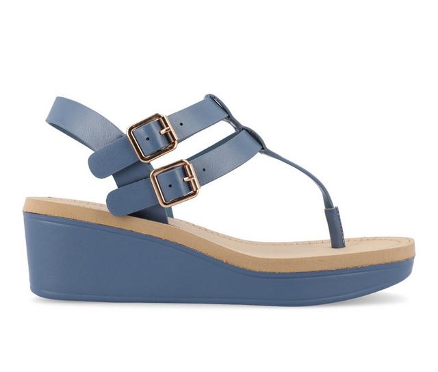 Women's Journee Collection Bianca Wedge Sandals in Blue color