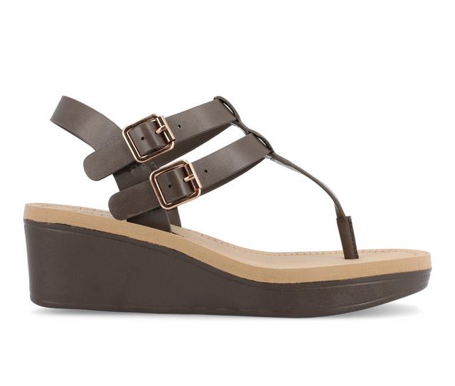 Women's Journee Collection Bianca Wedge Sandals in Brown color