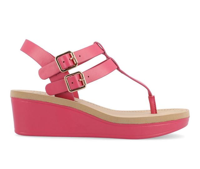 Women's Journee Collection Bianca Wedge Sandals in Pink color