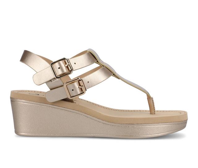 Women's Journee Collection Bianca Wedge Sandals in Champagne color
