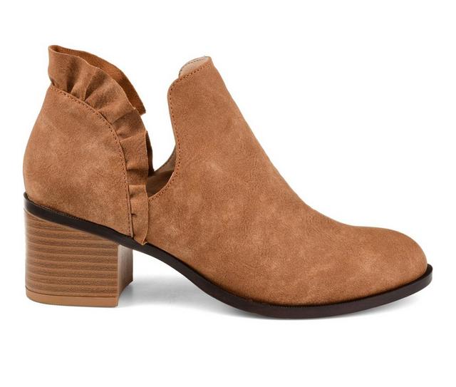 Women's Journee Collection Lennie Side Slit Booties in Brown color