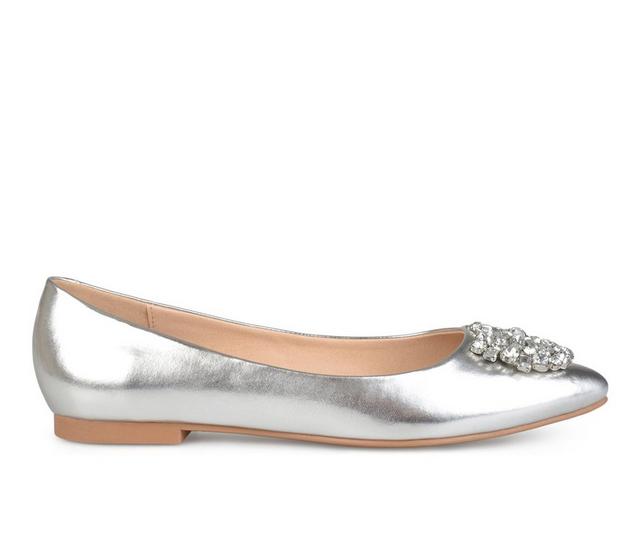 Women's Journee Collection Renzo Flats in Silver color