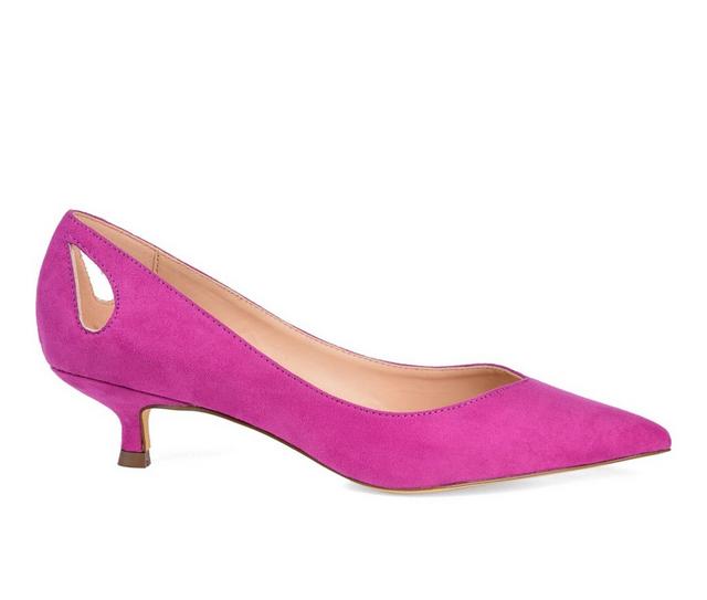 Women's Journee Collection Goldie Kitten Heel Pumps in Magenta color