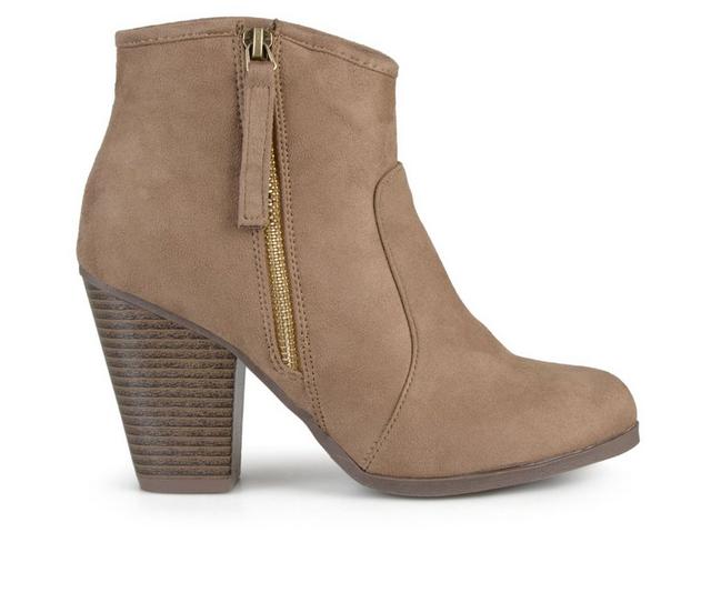Women's Journee Collection Link Booties in Taupe color