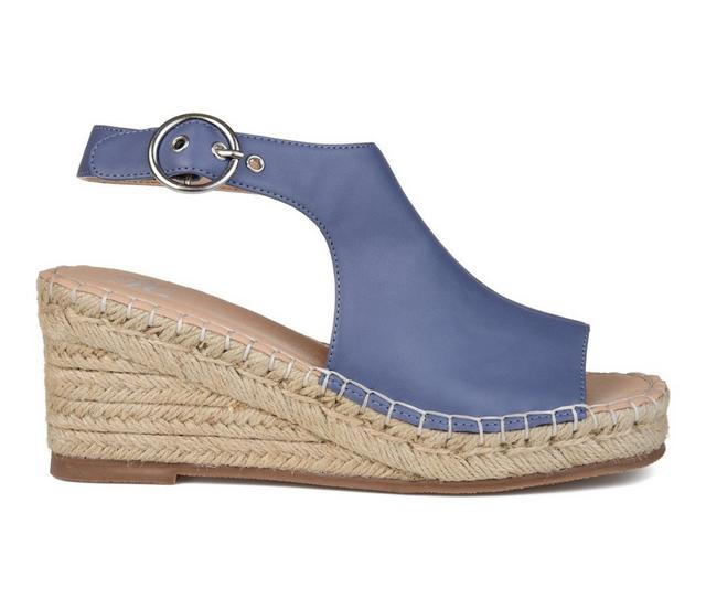 Women's Journee Collection Crew Espadrille Wedges in Blue color