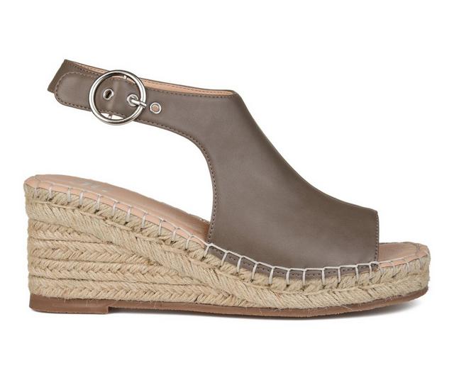 Women's Journee Collection Crew Espadrille Wedges in Taupe color