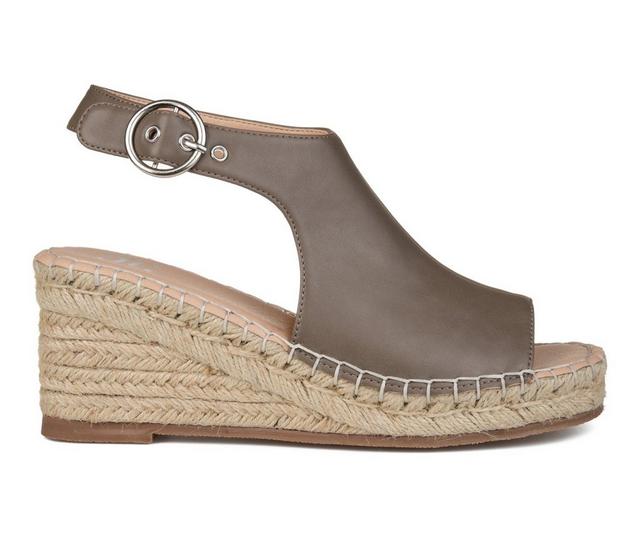 Women's Journee Collection Crew Espadrille Wedges in Taupe Wide color
