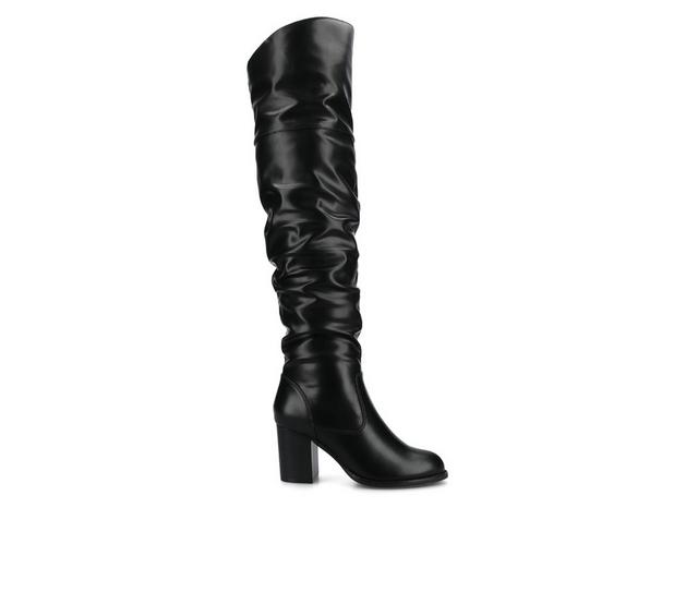 Women's Journee Collection Kaison Over-The-Knee Boots in Black PU color