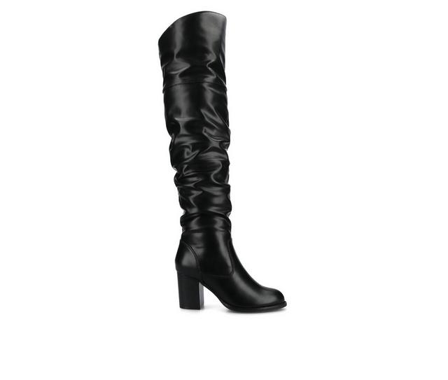 Women's Journee Collection Kaison Wide Calf Over-The-Knee Boots in Black PU color
