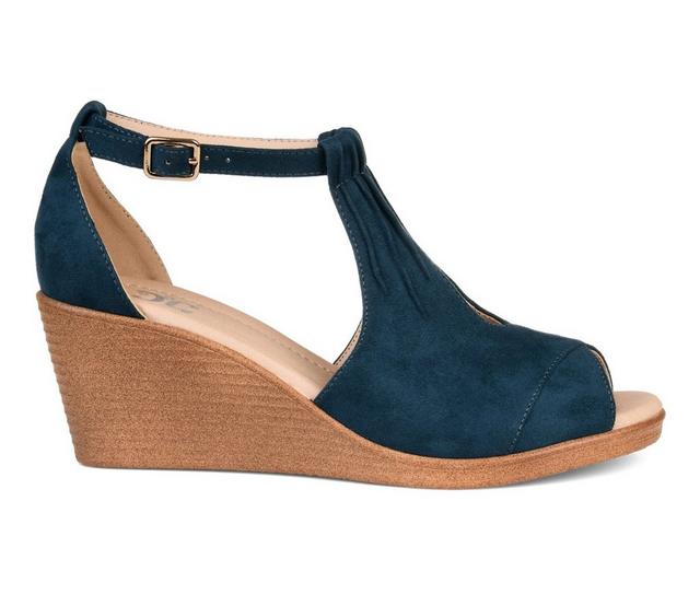 Women's Journee Collection Kedzie Wedges in Blue color