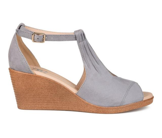 Women's Journee Collection Kedzie Wedges in Grey color