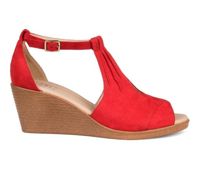 Women's Journee Collection Kedzie Wedges in Red color