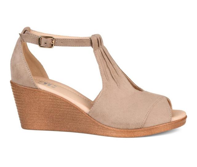 Women's Journee Collection Kedzie Wedges in Taupe color