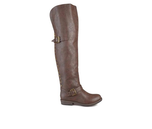 Women's Journee Collection Kane Wide Calf Over-The-Knee Boots in Brown color