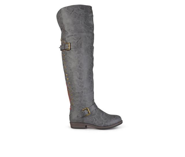 Women's Journee Collection Kane Wide Calf Over-The-Knee Boots in Grey color